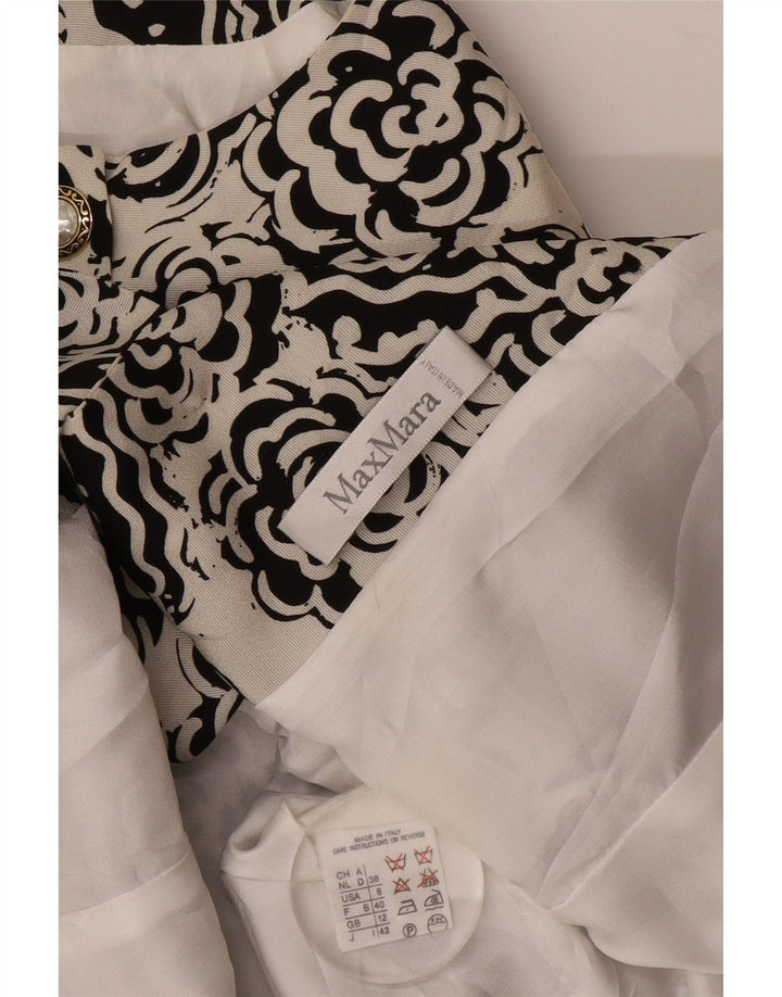 Max Mara Γυναικείο μπουφάν blazer UK 12 μεσαίο λευκό φλοράλ πολυεστέρας