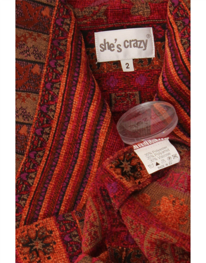 SHE'S CRAZY Γυναικείο Crop Oversized Μπλέιζερ Μπουφάν US 2 XS Μπορντό Floral