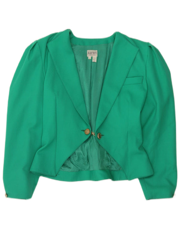 Vintage Γυναικείο Μπουφάν Blazer 3/4 μανίκι UK 14 Μεσαίο πράσινο μαλλί