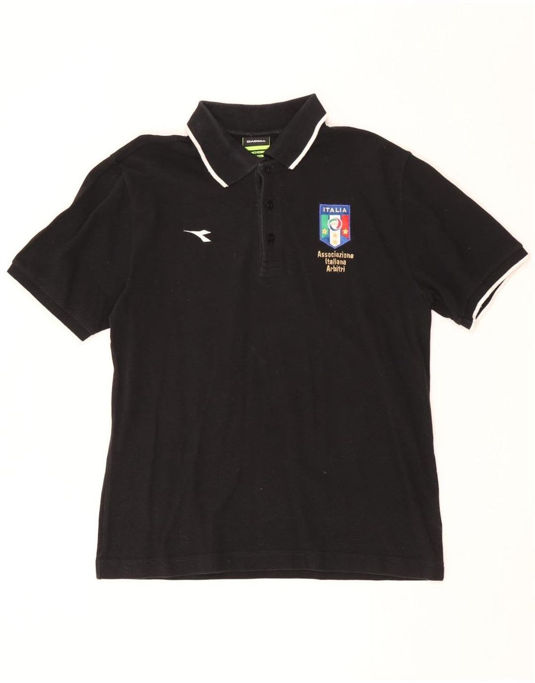 DIADORA Mens Italia Graphic Polo πουκάμισο μεσαίο μαύρο βαμβακερό
