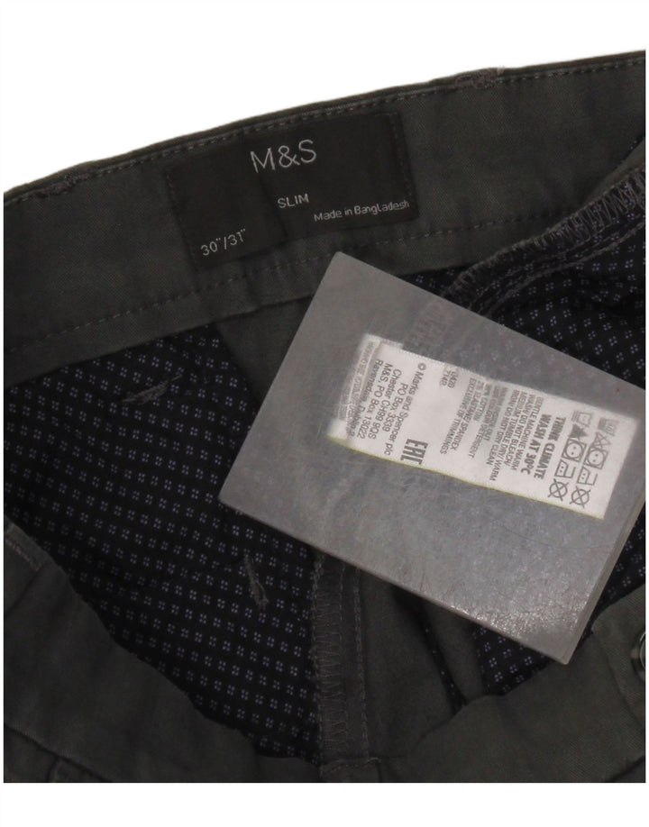 Marks & Spencer Ανδρικό Slim παντελόνι Chino W30 L31 Γκρι βαμβακερό