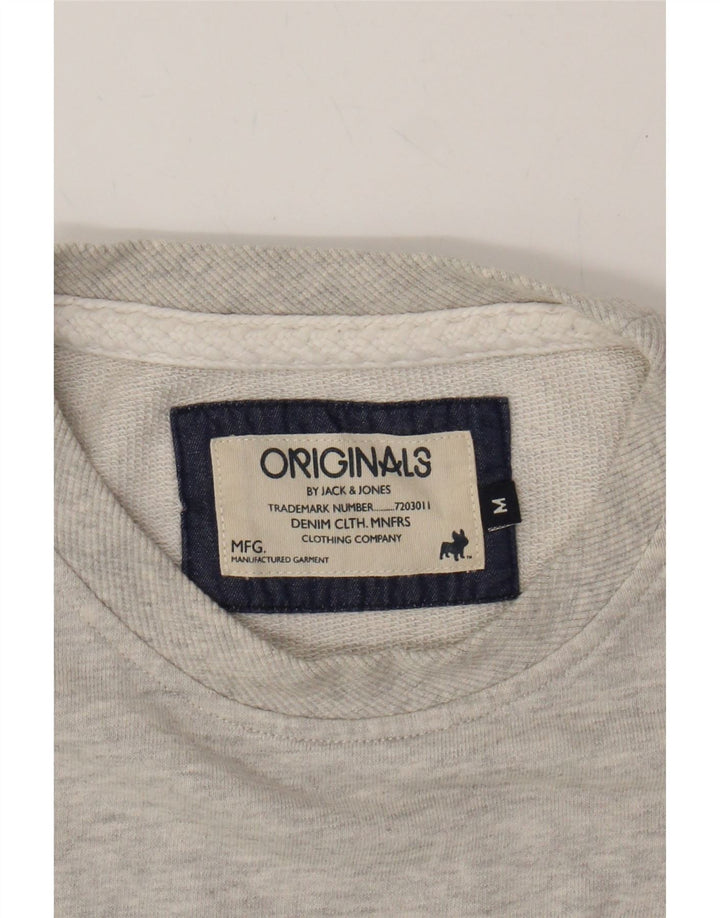 JACK & JONES Mens Graphic Sweatshirt Jumper Medium Grey Cotton Vintage Jack & Jones and Second-Hand Jack & Jones from Messina Hembry 