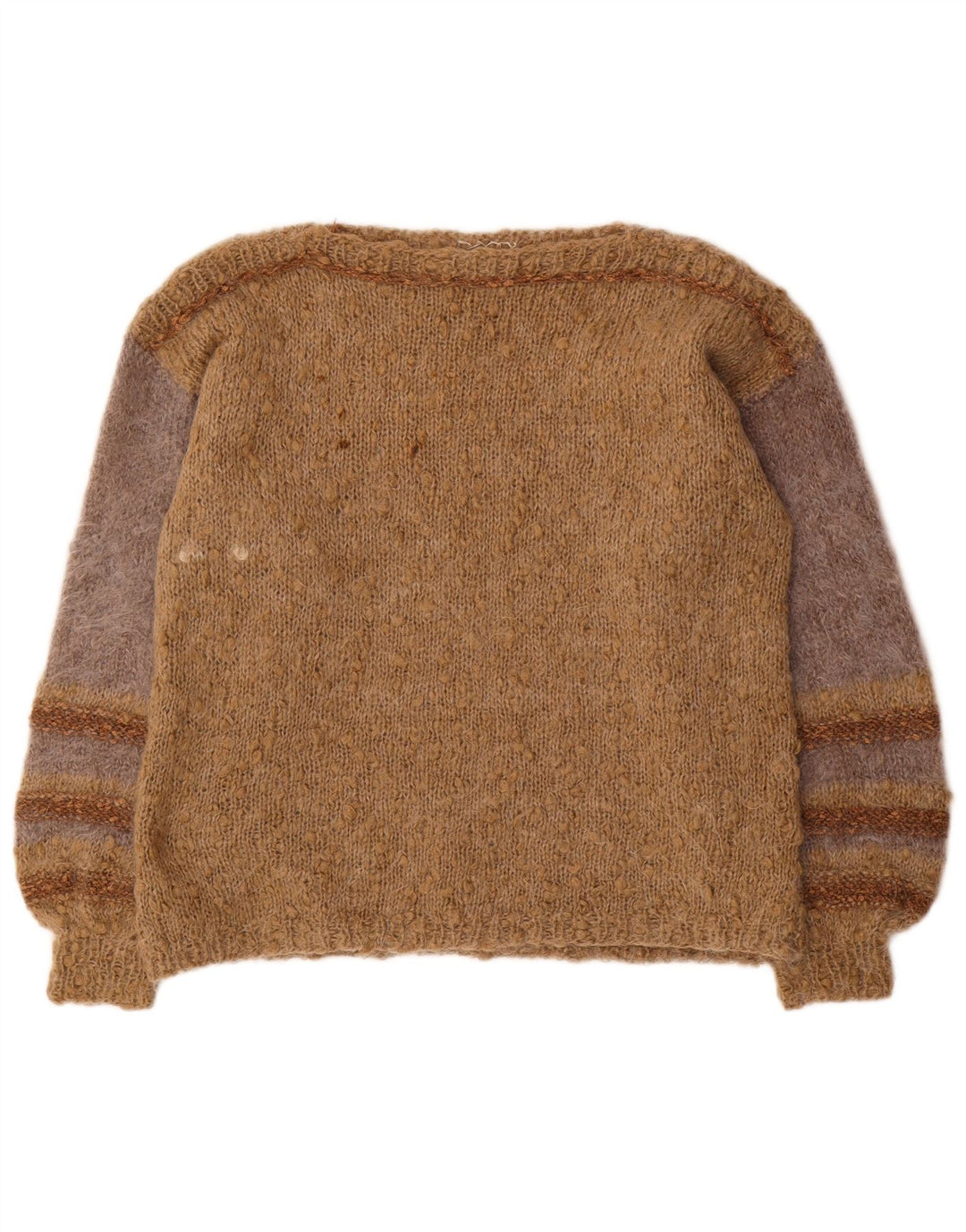 VINTAGE Γυναικείο πουλόβερ με λαιμόκαυστο UK 18 XL καφέ ριγέ