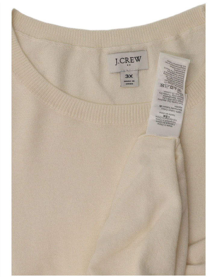 J. CREW Γυναικείο πουλόβερ με λαιμόκοψη UK 22 3XL από λευκό βαμβακερό