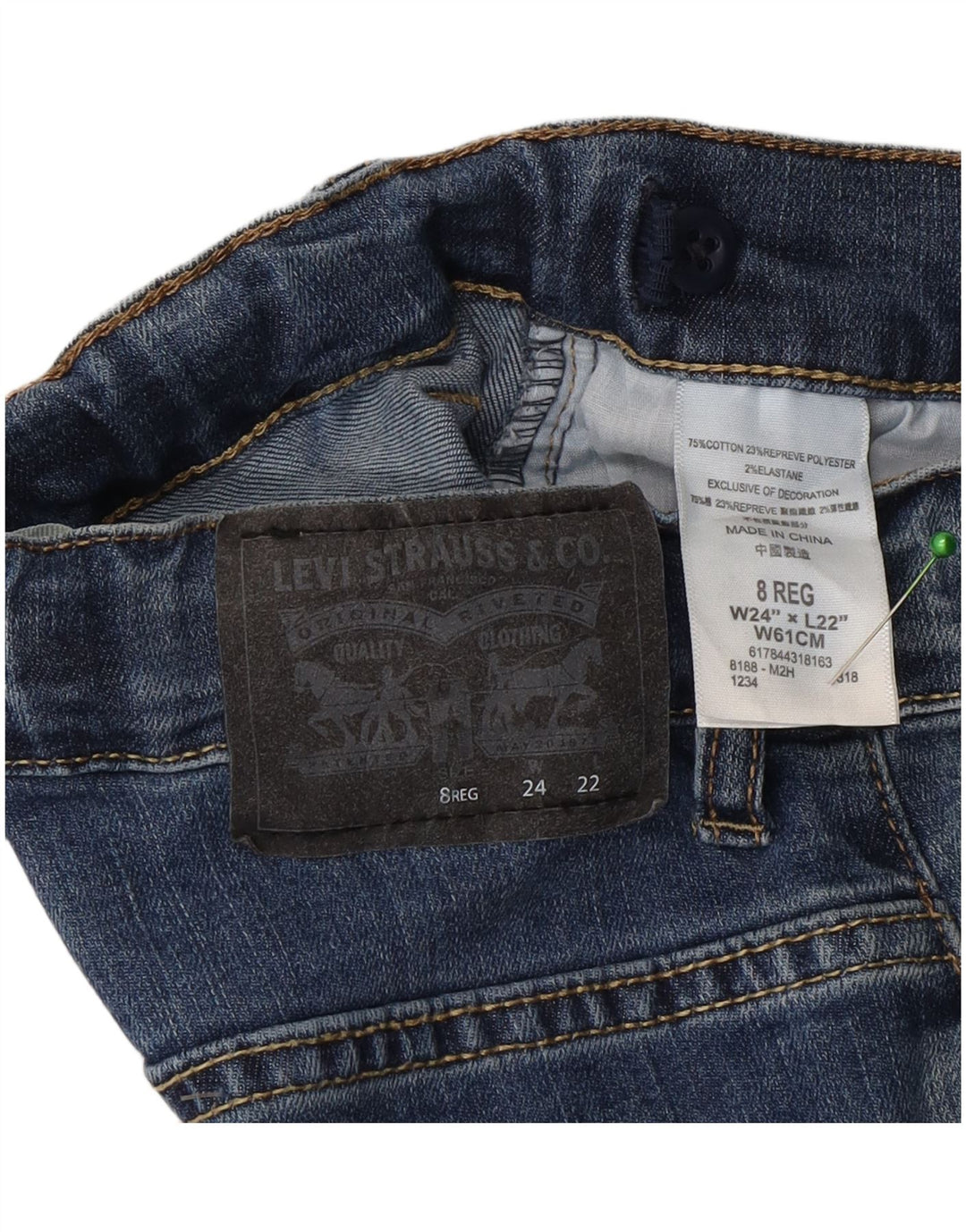 Levi's Boys 511 Slim Jeans 7-8 ετών W24 L22 Μπλε βαμβακερό