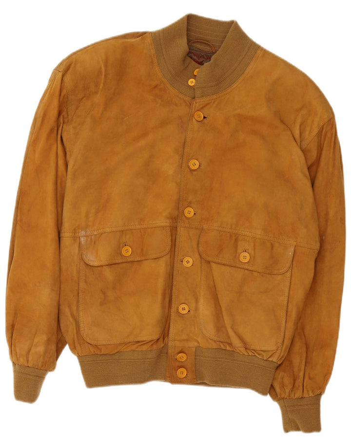 Vintage Ανδρικό Suede Bomber Jacket UK 38 Medium Beige