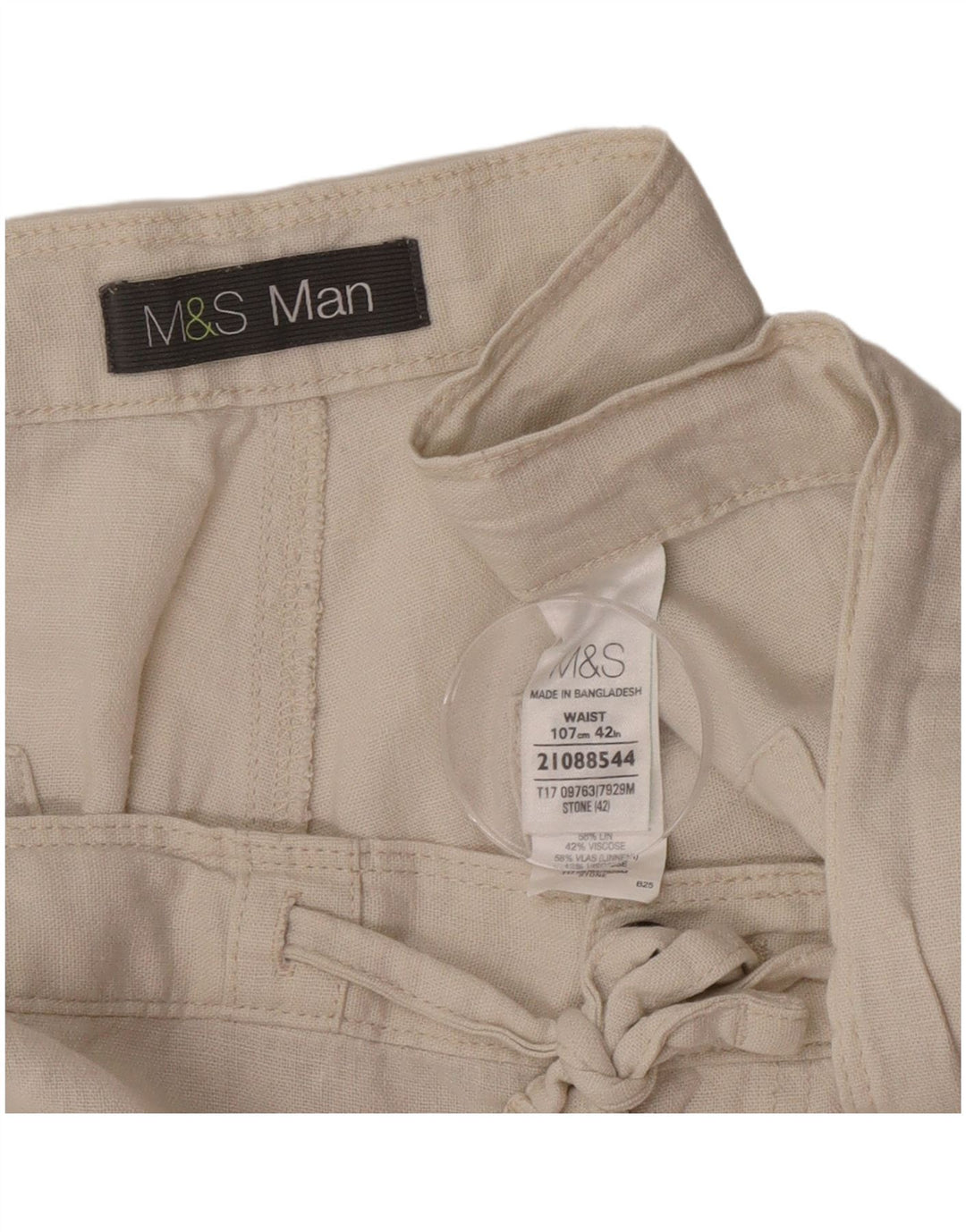 Ανδρικό σορτς Chino Marks & Spencer W42 2XL Μπεζ λινάρι