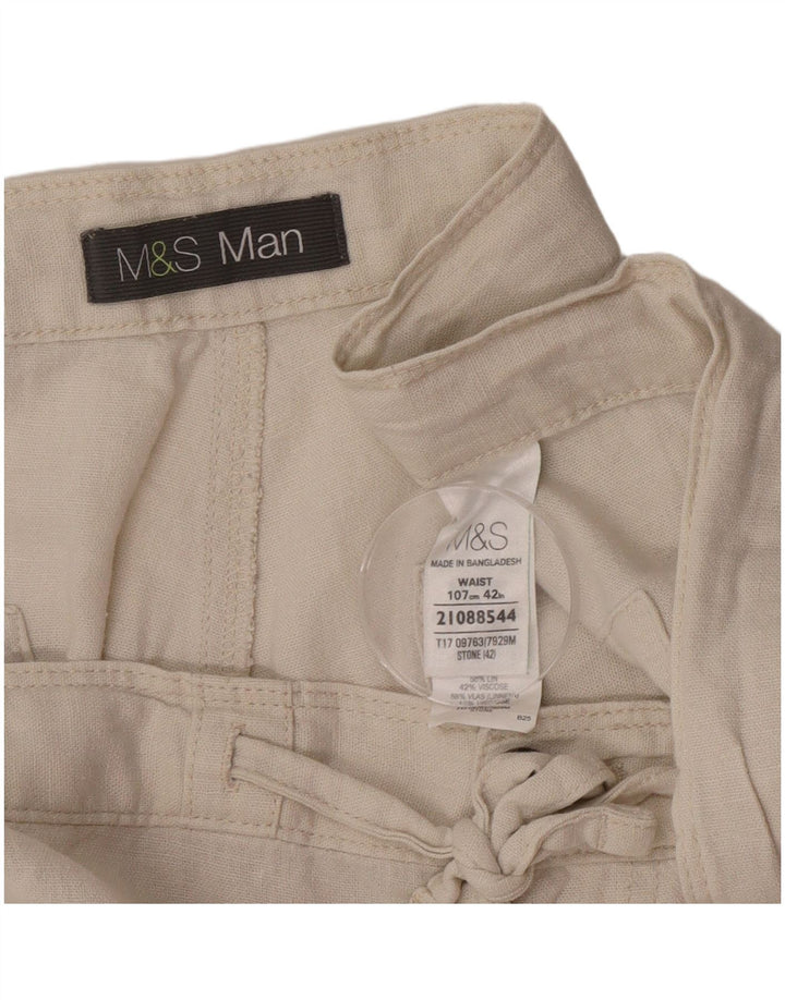 Ανδρικό σορτς Chino Marks & Spencer W42 2XL Μπεζ λινάρι