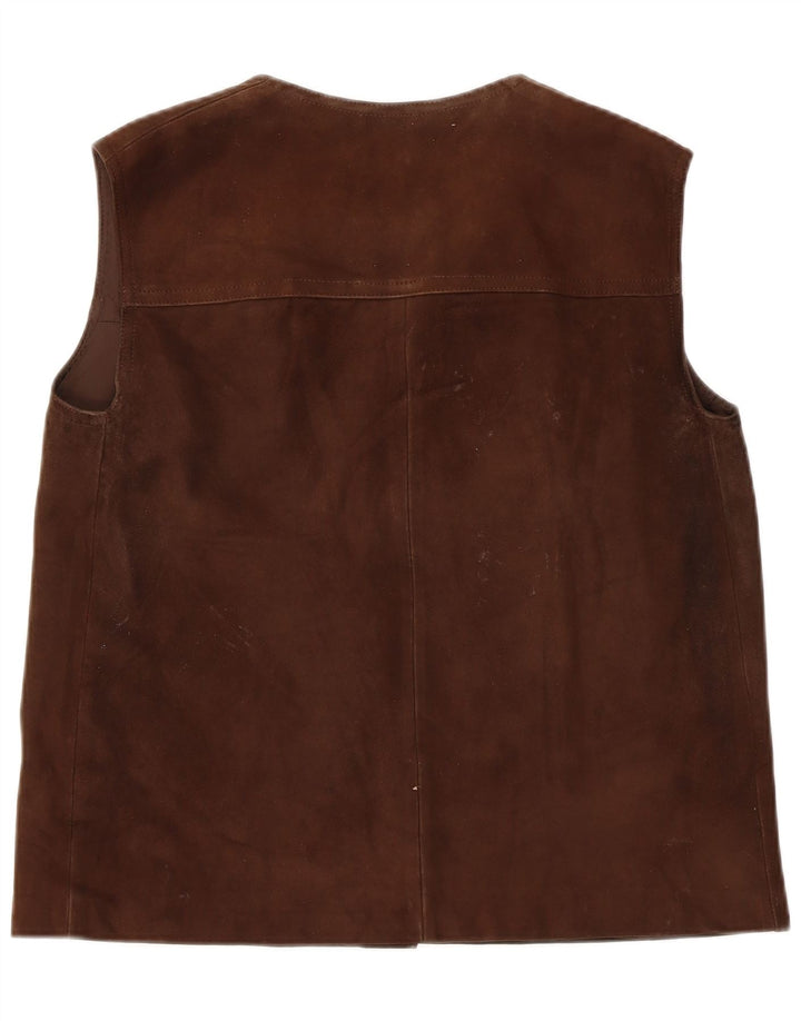 Vintage Γυναικείο Suede Gilet UK 14 Medium Brown