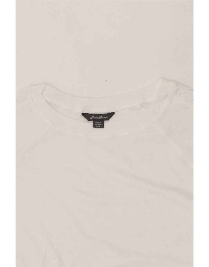 EDDIE BAUER Womens Top 3/4 Sleeve UK 12 Medium White Cotton Vintage Eddie Bauer and Second-Hand Eddie Bauer from Messina Hembry 