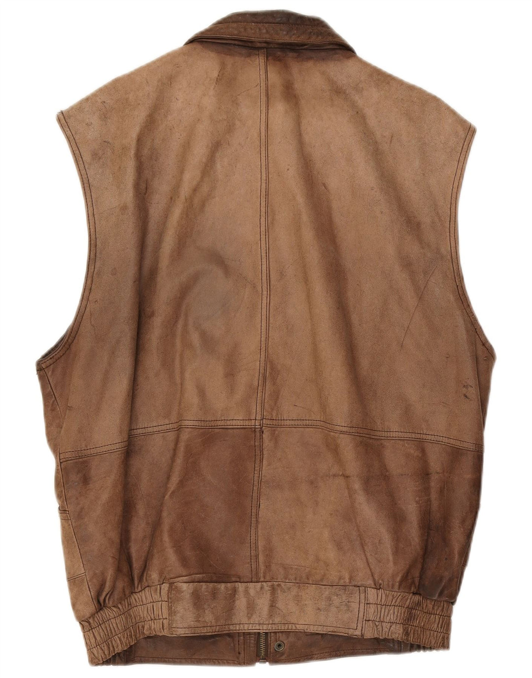 Vintage Ανδρικό Δερμάτινο Gilet IT 50 Μεγάλο Καφέ Δέρμα