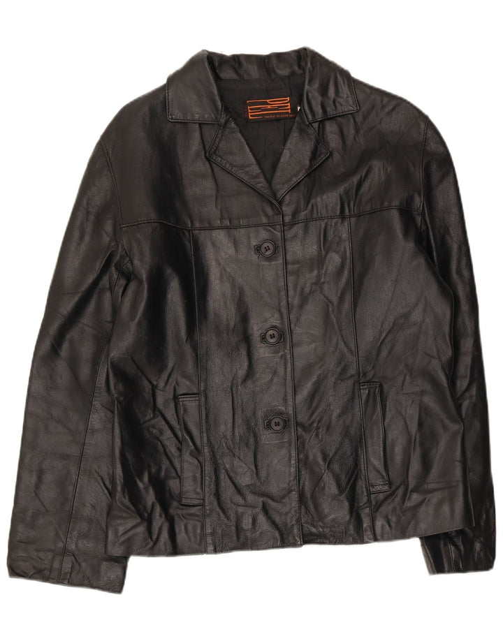 Vintage Γυναικείο Δερμάτινο Μπουφάν UK 14 Medium Black Leather