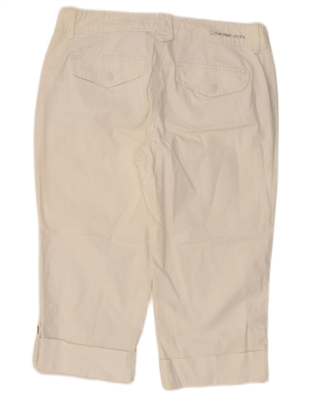 CALVIN KLEIN Γυναικείο λεπτό παντελόνι Capri US 12 Μεγάλο W34 L19 Off White