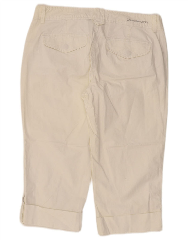 CALVIN KLEIN Γυναικείο λεπτό παντελόνι Capri US 12 Μεγάλο W34 L19 Off White