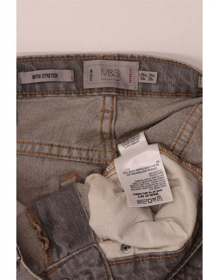 Marks & Spencer Γυναικείο ίσιο τζιν W30 L29 Γκρι βαμβακερό