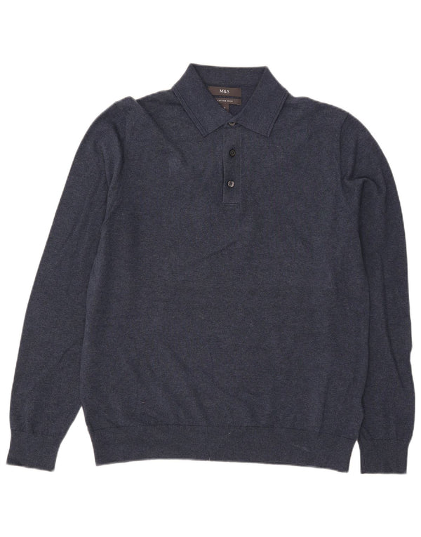 Marks & Spencer Ανδρικό πουλόβερ με λαιμό polo, μεσαίο βαμβακερό