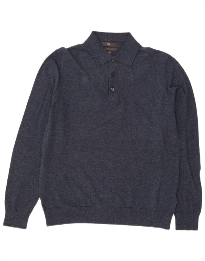 Marks & Spencer Ανδρικό πουλόβερ με λαιμό polo, μεσαίο βαμβακερό