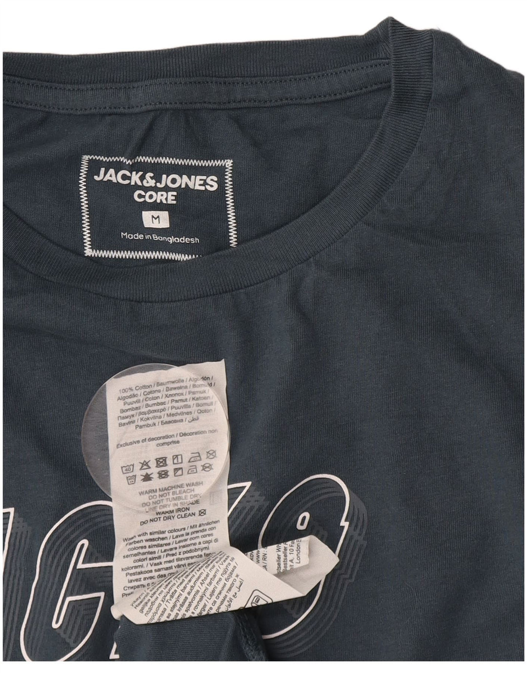 Ανδρικό γραφικό μπλουζάκι JACK & JONES Τοπ μεσαίου μπλε βαμβακερό