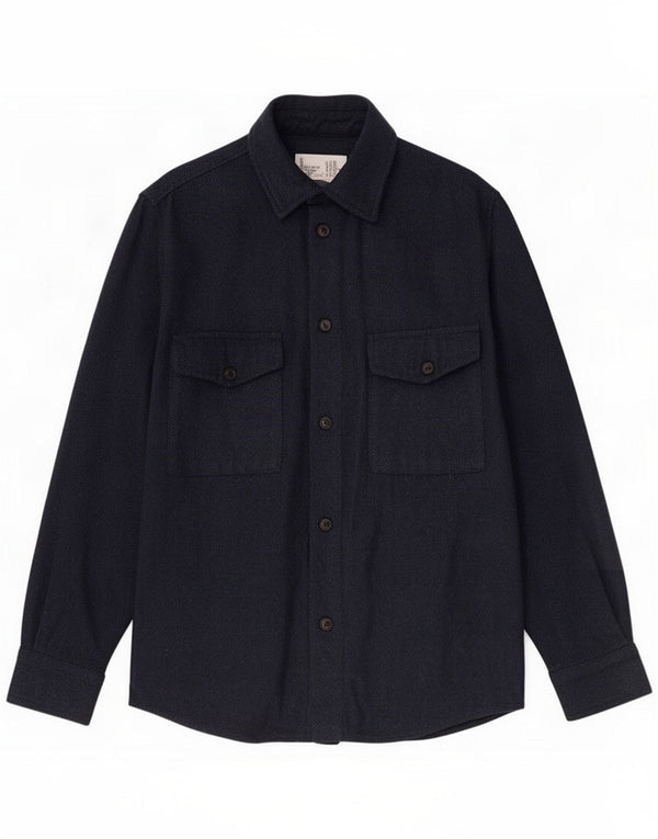 Zara Ανδρικό φανελένιο πουκάμισο Medium Navy Blue