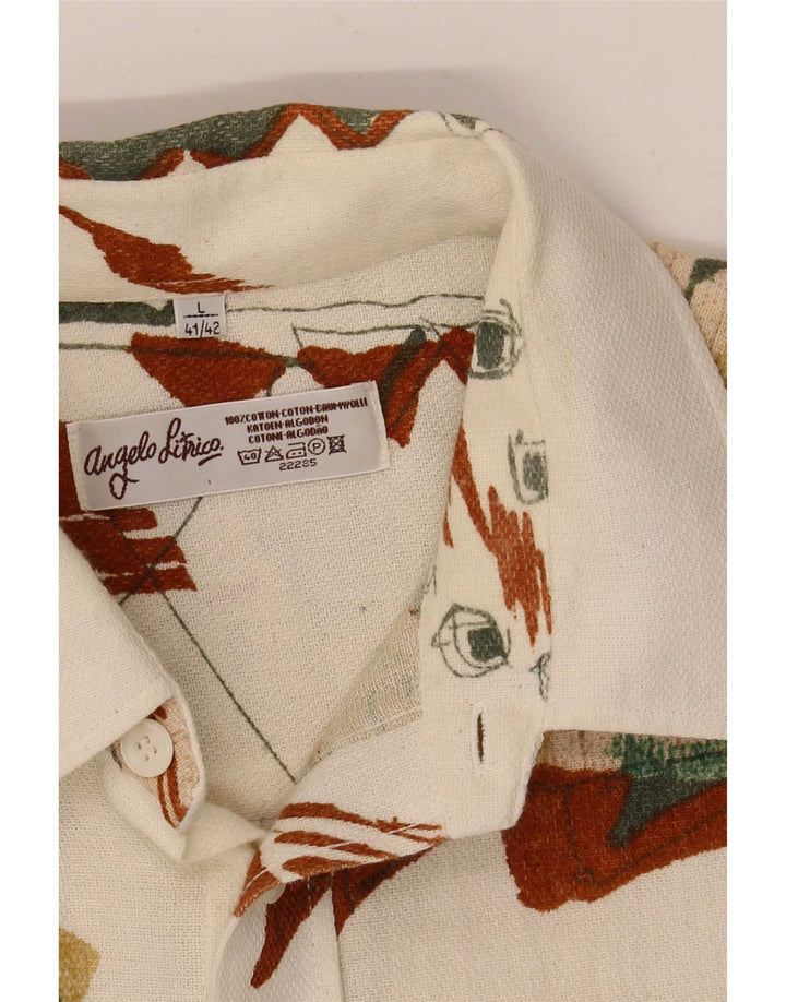 Angelo Litrico Ανδρικό πουκάμισο Abstract Pattern Μέγεθος 41/42 Large Off White