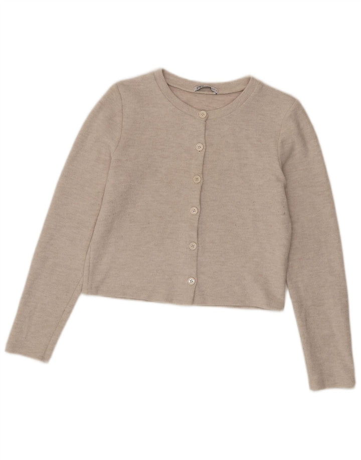 Zara Γυναικεία Ζακέτα Crop UK 12 Medium Beige Polyester