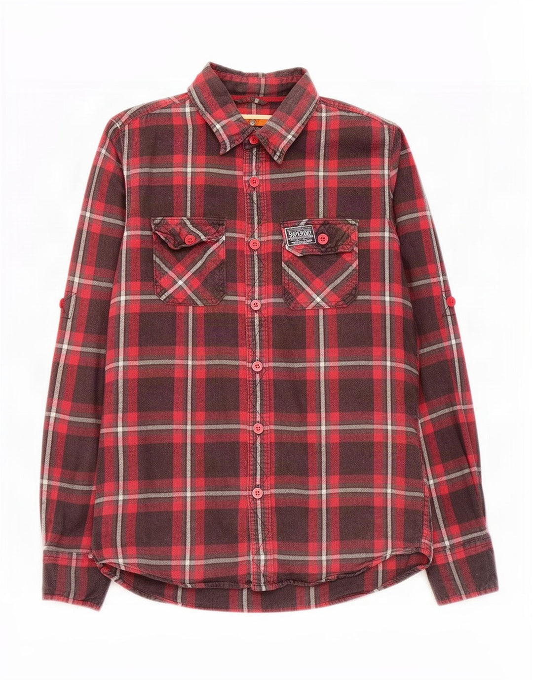 Ανδρικό πουκάμισο Superdry Φανελένιο μεγάλο κόκκινο βαμβακερό