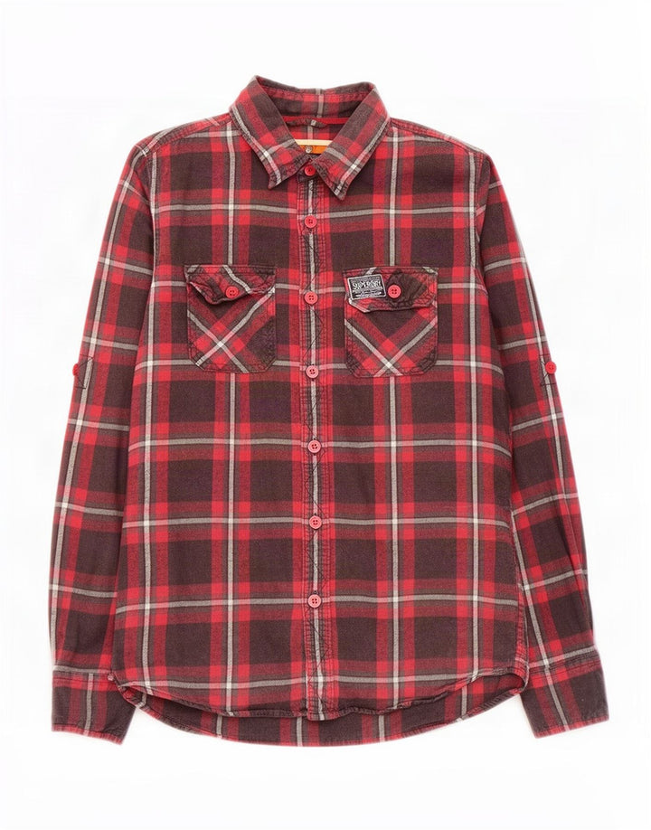 Ανδρικό πουκάμισο Superdry Φανελένιο μεγάλο κόκκινο βαμβακερό