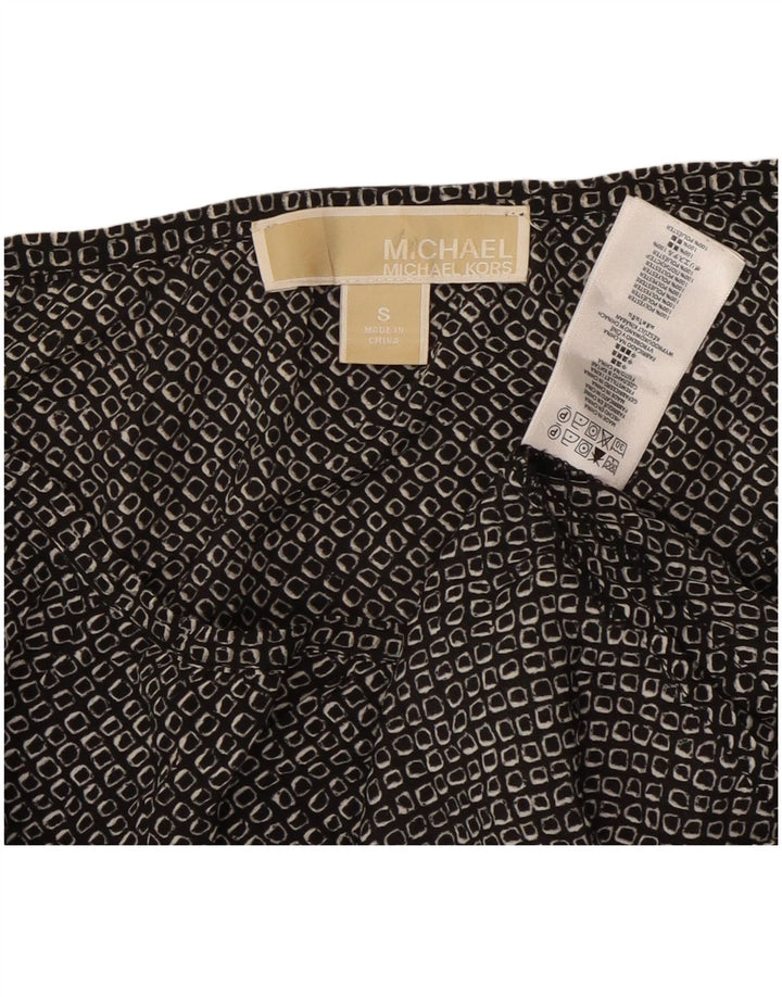 MICHAEL KORS Γυναικείο τοπ 3/4 μανίκι UK 10 μικρό μαύρο γεωμετρικό πολυεστέρα