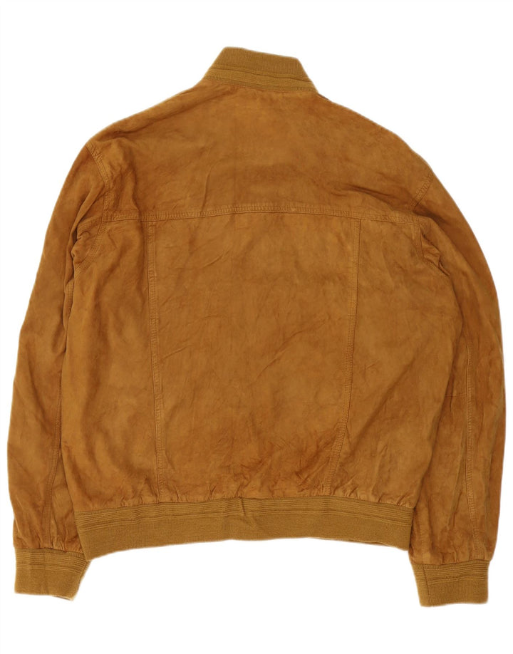 Vintage Ανδρικό Suede Bomber Jacket IT 54 2XL Καφέ Δερμάτινο