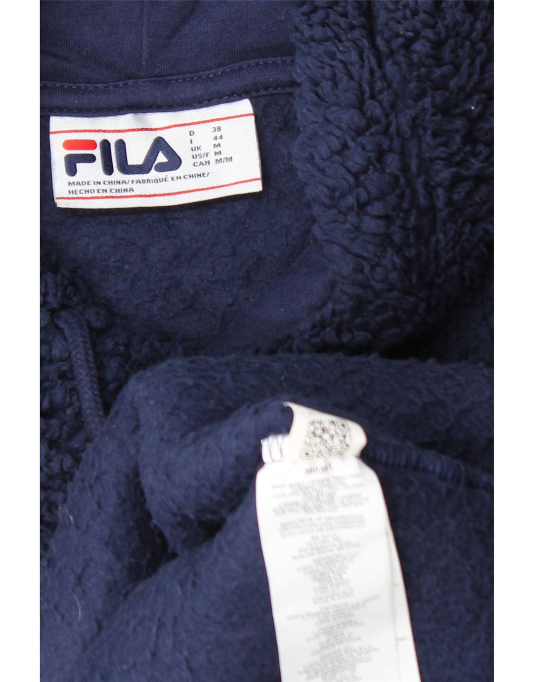 FILA Γυναικεία γραφικά Fleece Hoodie Jumper UK 14 Medium Navy Blue Polyester
