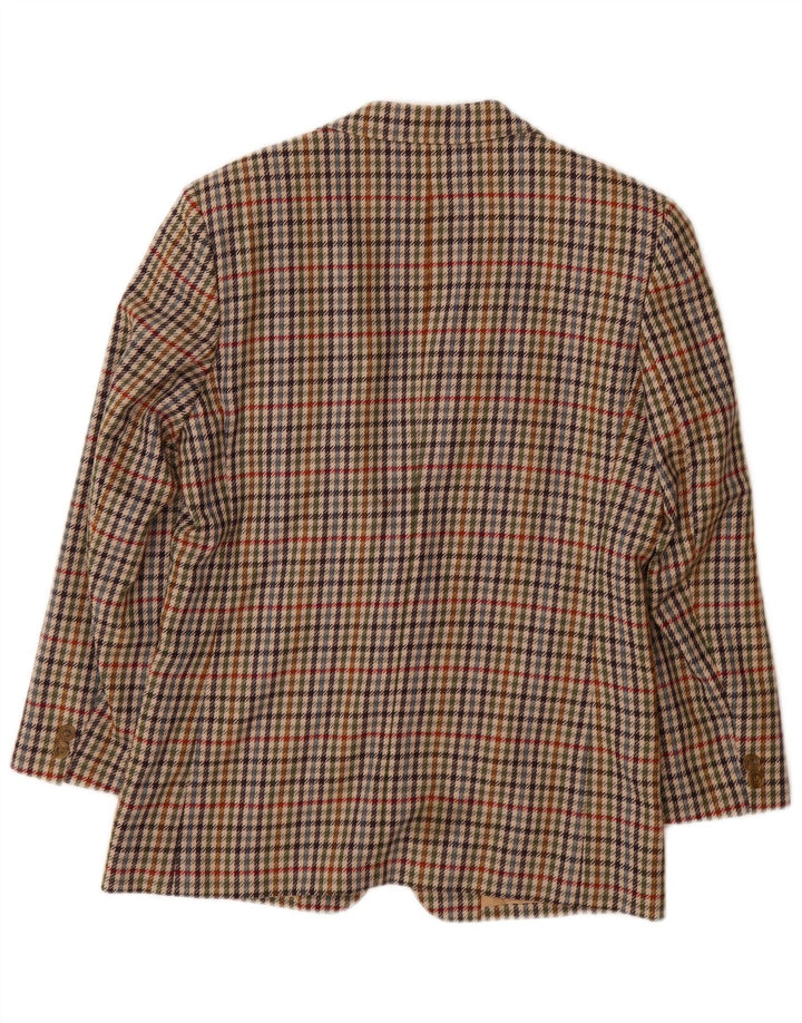 DAKS Γυναικείο τζάκετ σακάκι με 2 κουμπιά UK 10 Small Beige Houndstooth