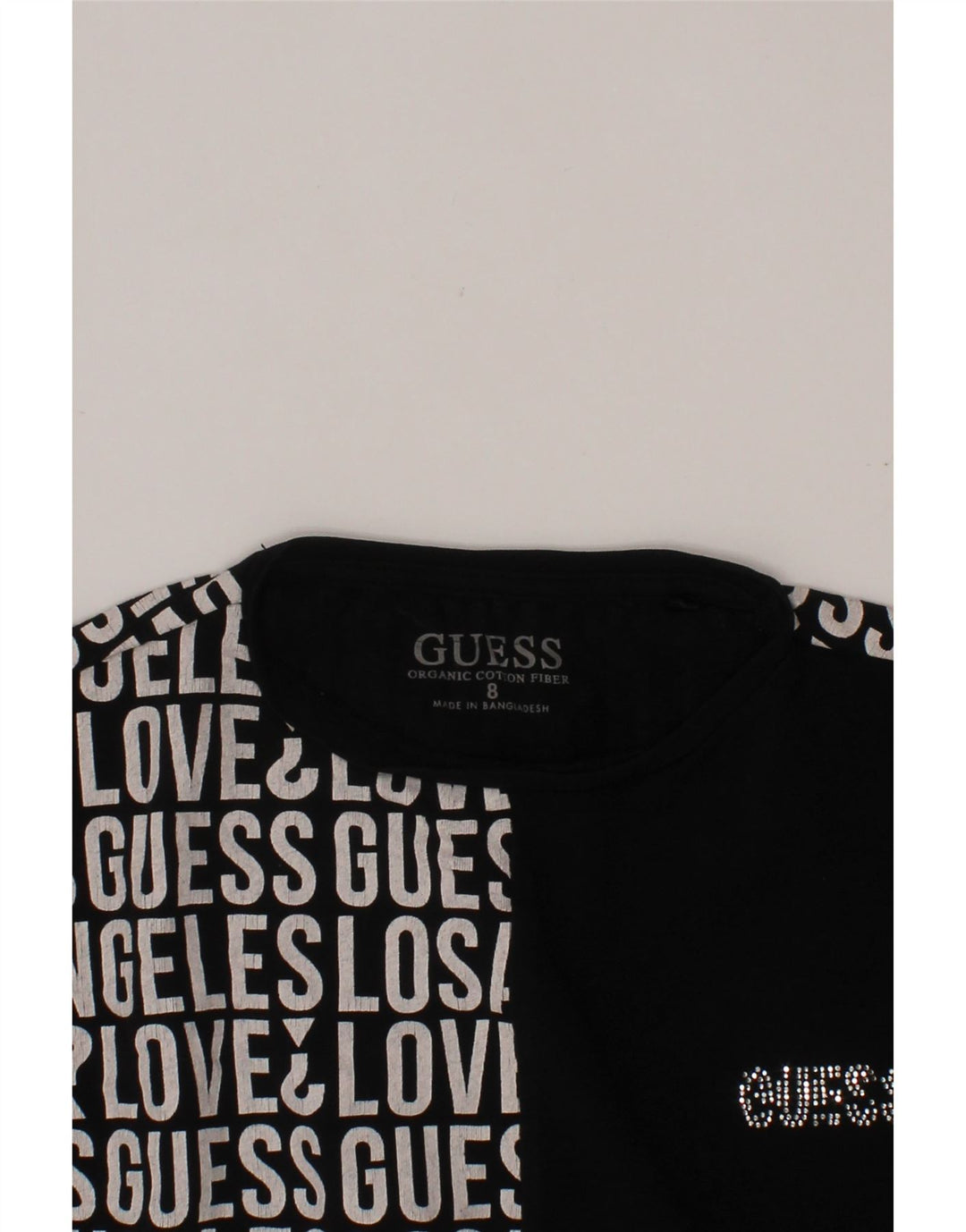 GUESS Girls Graphic T-Shirt Top 7-8 ετών Μαύρο βαμβακερό