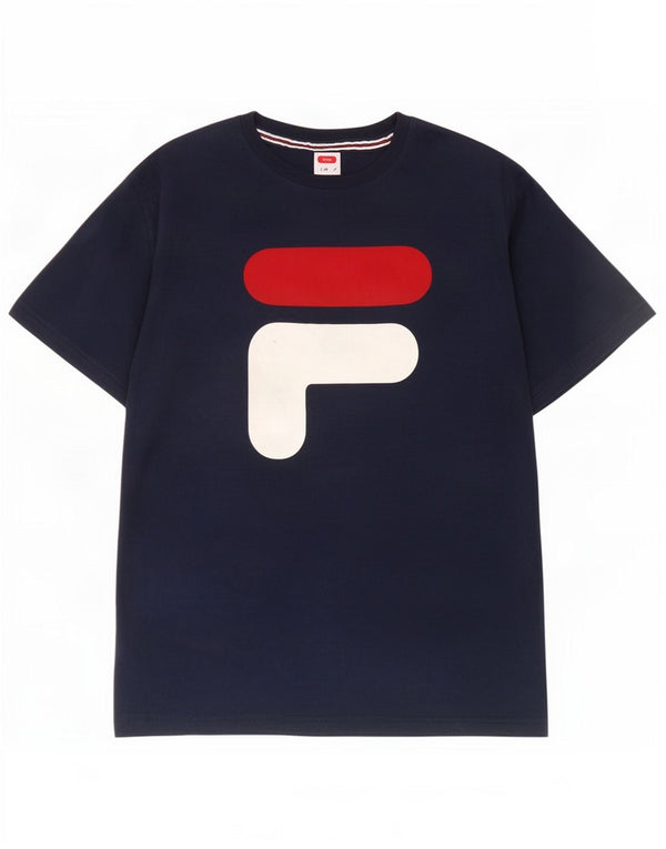 Fila Ανδρικό T-Shirt Tennis γραφικό Top Small Navy Blue βαμβακερό