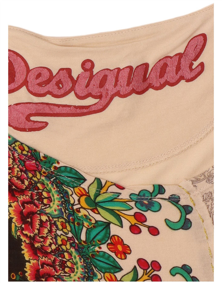 Desigual γυναικεία μπλούζα μπλούζα τοπ UK 12 Medium Off White Floral
