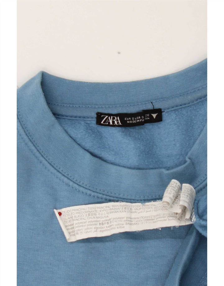 Zara Γυναικεία φούτερ Crop Jumper UK 10 Small Blue Polyester