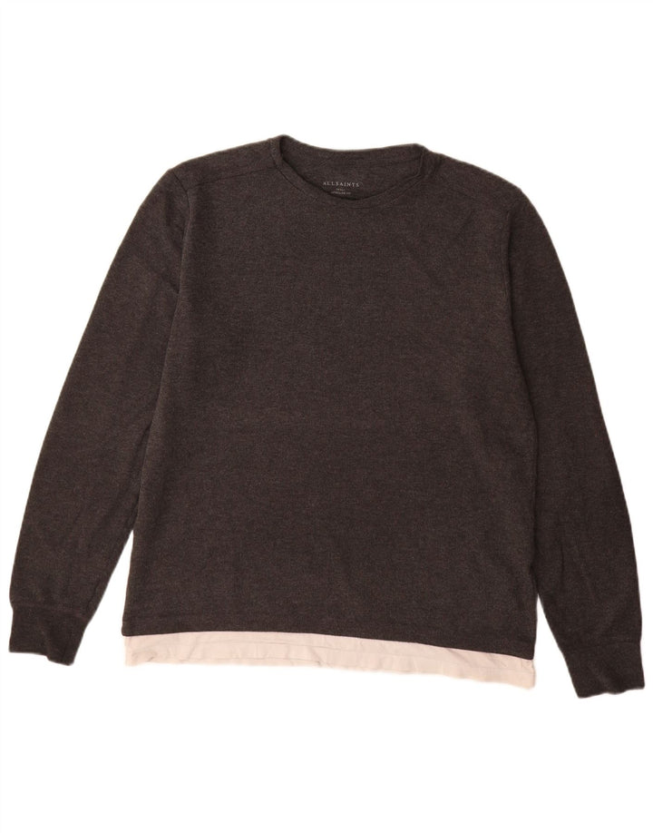Ανδρικό πουλόβερ All Saints Longline Fit Boat Neck Jumper Small Grey