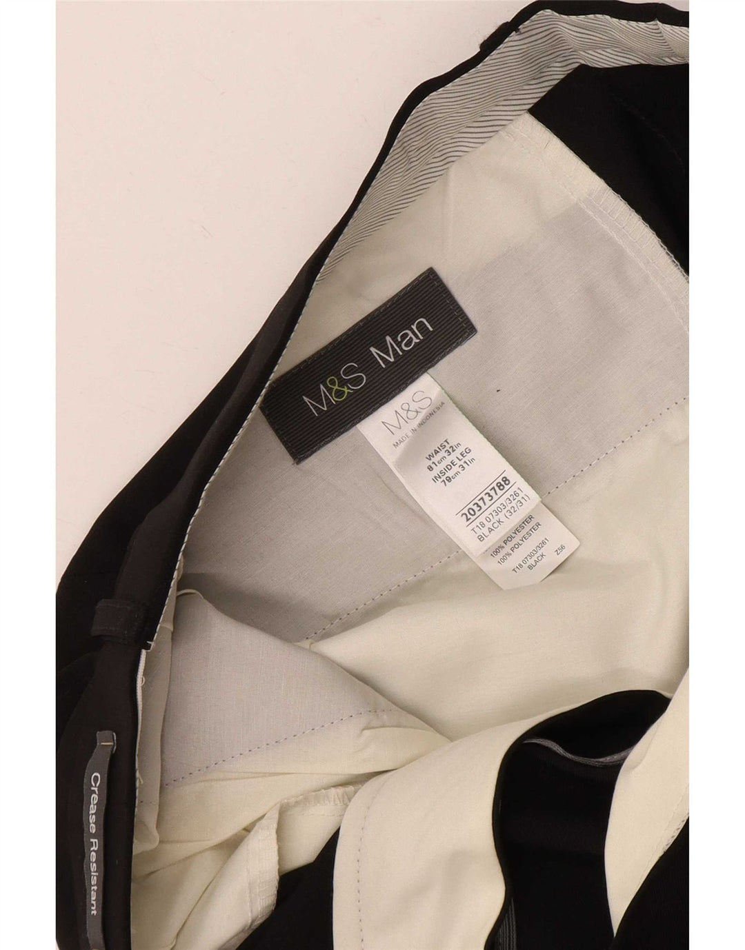 Marks & Spencer Ανδρικό ίσιο παντελόνι W32 L31 Μαύρο πολυεστέρα