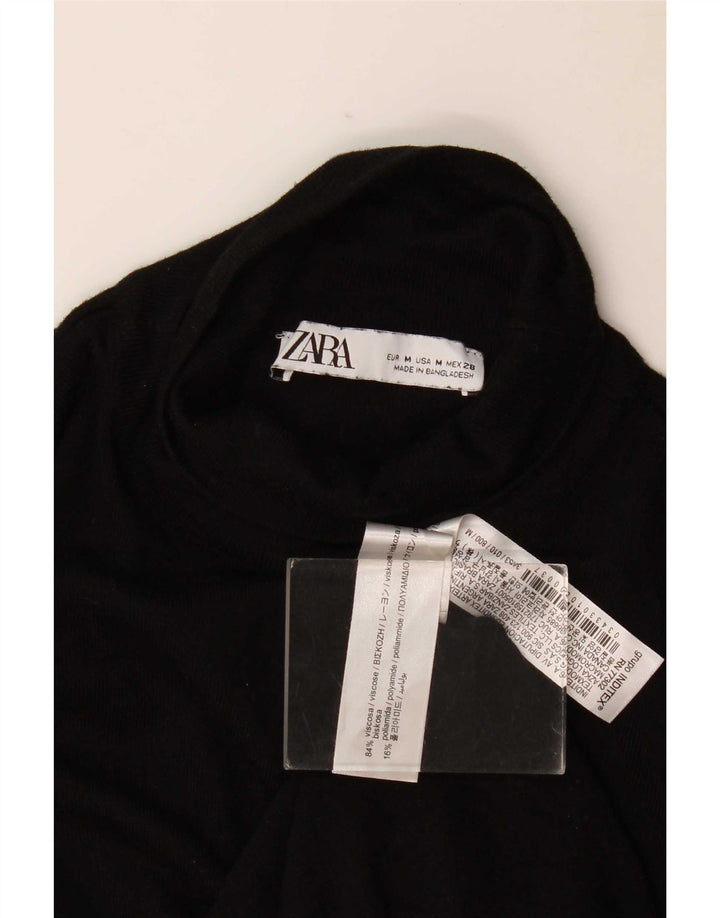 Zara Γυναικείο πουλόβερ με ρολό λαιμόκοψη UK 12 μεσαία μαύρη βισκόζη