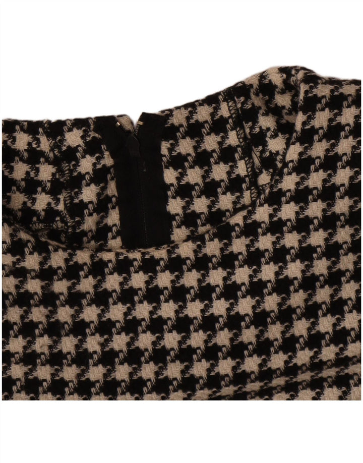 Vintage γυναικείο φόρεμα με θήκη UK 12 Medium Black Houndstooth