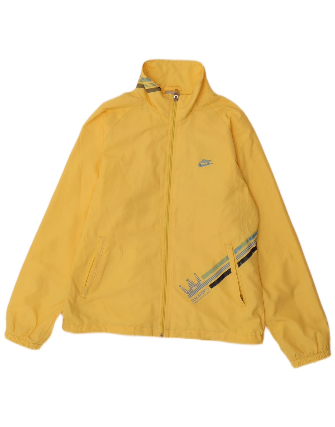 Γυναικείο γραφικό μπουφάν βροχής NIKE UK 12 Medium Yellow Nylon