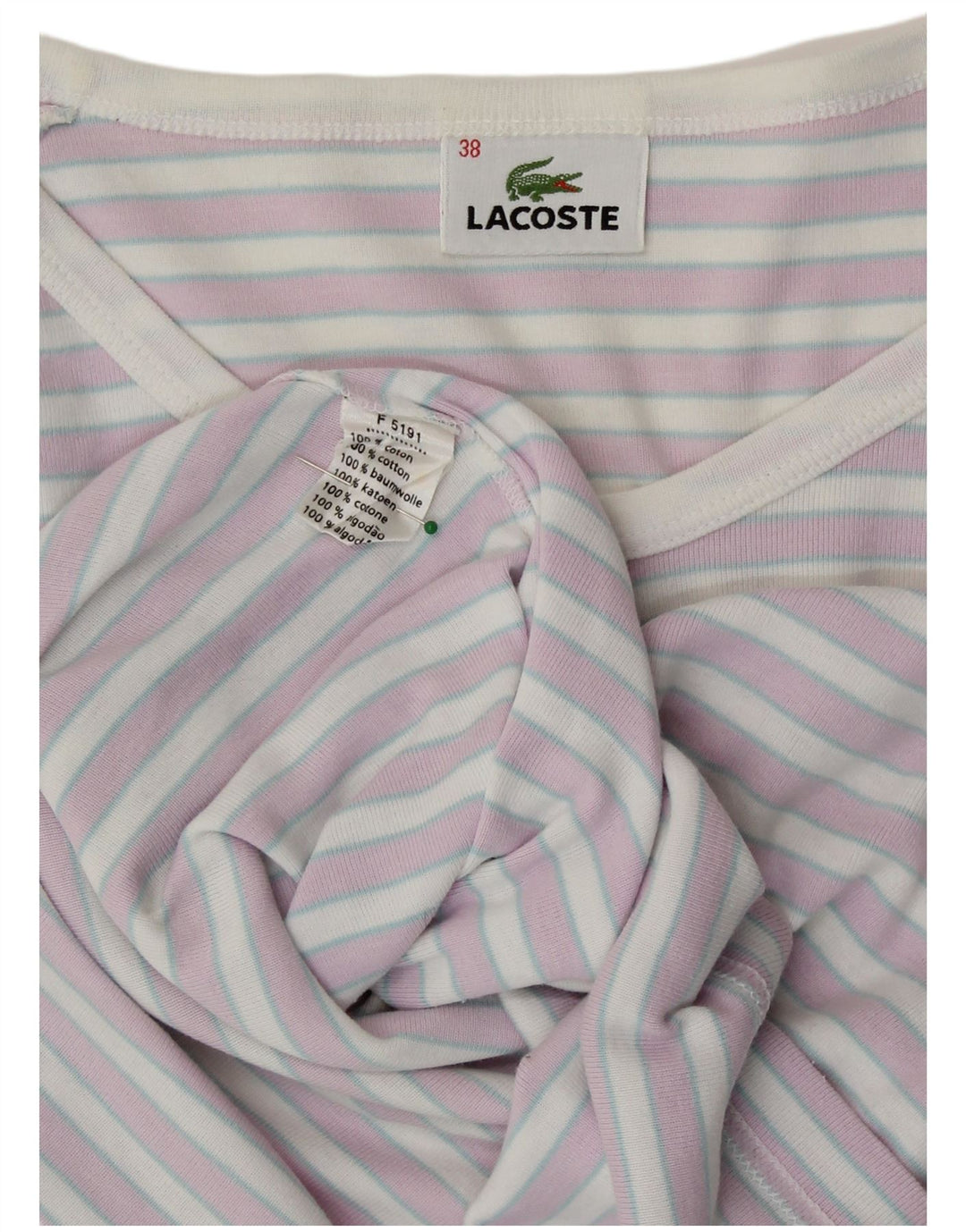 Γυναικείο μπλουζάκι LACOSTE Crop Off Shoulder Top EU 38 Medium Purple ριγέ