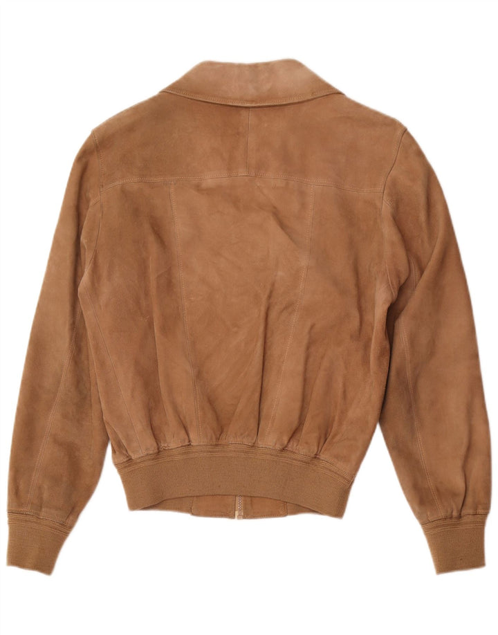 Vintage Ανδρικό Suede Bomber Jacket UK 36 Small Brown Leather Retro