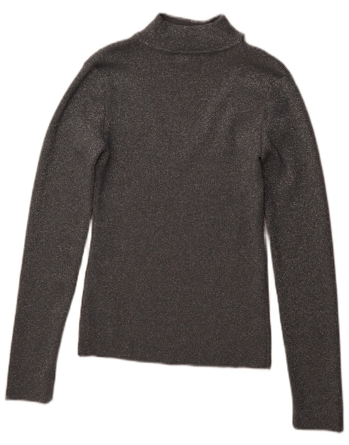 GUESS Womens Turtle Neck Jumper Sweater UK 8 Small  Grey Viscose