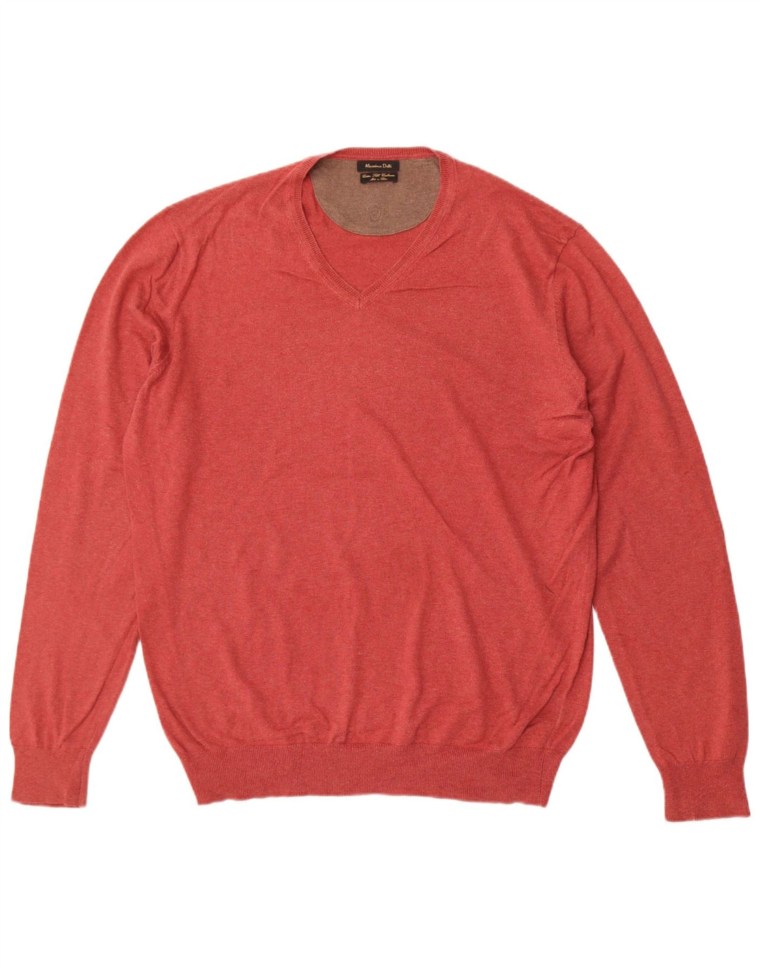 Ανδρικό πουλόβερ Massimo Dutti με V λαιμόκοψη XL Κόκκινο βαμβακερό