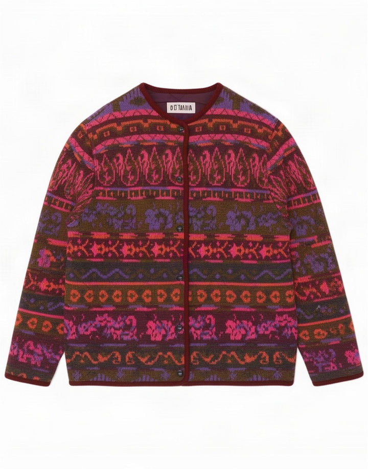 Γυναικείο πουλόβερ με ζακέτα Vintage IT 44 Medium πολύχρωμο Fair Isle Wool
