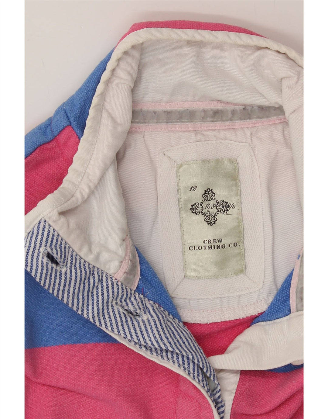 CREW CLOTHING Womens Sweatshirt Jumper UK 12 Medium Pink Striped Vintage Crew Clothing and Second-Hand Crew Clothing from Messina Hembry 