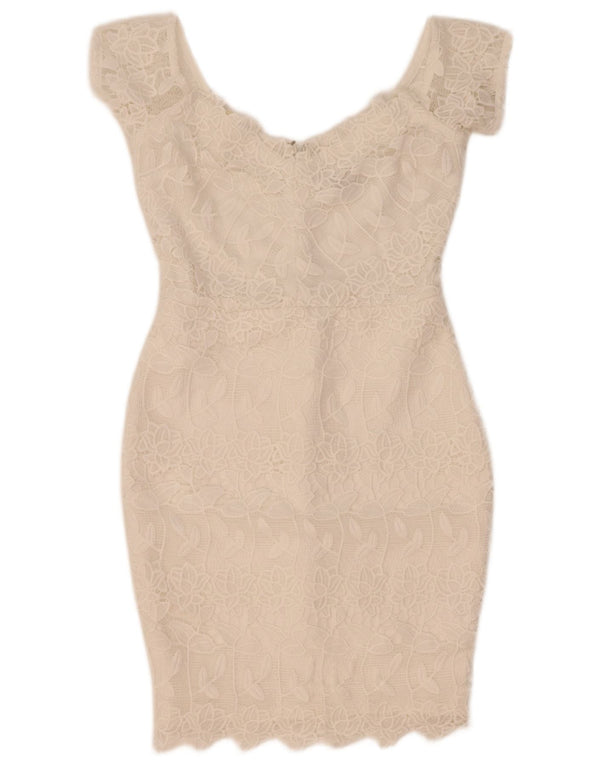 Lipsy Γυναικείο Lace Bodycon Φόρεμα UK 12 Medium White Floral Polyester