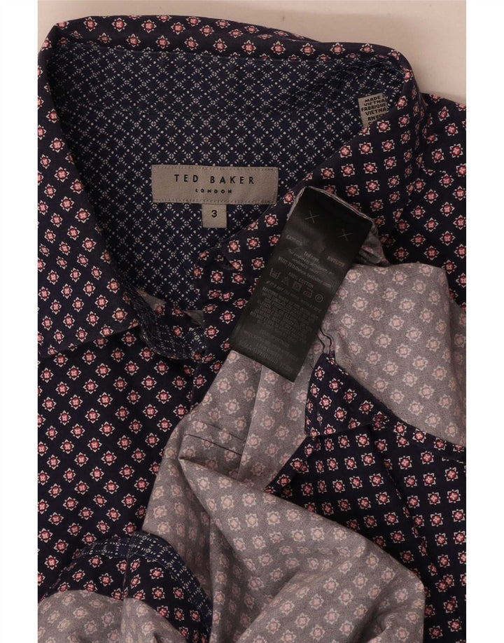 Ανδρικό πουκάμισο Ted Baker, Μέγεθος 3, Μεσαίο μπλε ναυτικό φλοράλ βαμβακερό