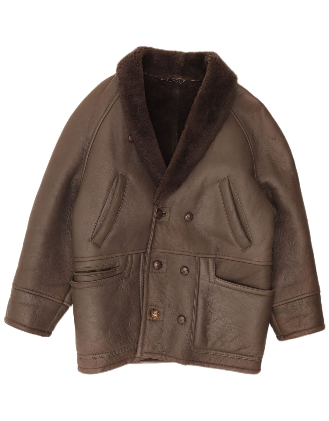 Vintage Ανδρικό Μπουφάν Shearling IT 50 Large Brown Leather