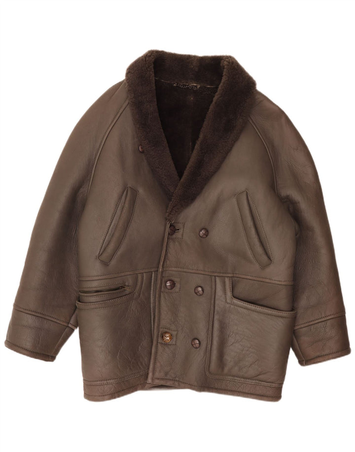 Vintage Ανδρικό Μπουφάν Shearling IT 50 Large Brown Leather